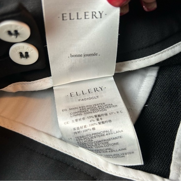 ELLERY Sinuous Cropped Bell Bottom Suit Pants Side Zip Wool Blend Sz.4 - Picture 13 of 16